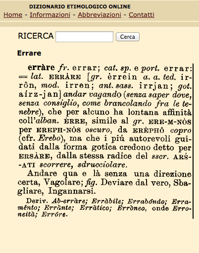 Etimologia errare